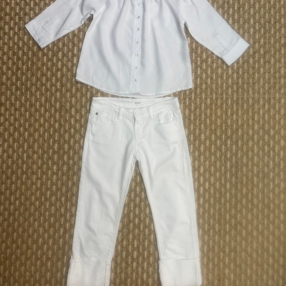 Lot 2 Pc Hudson CPSIA 2008 Cuff Hem Jeans Girls Sz 10 & Tractr White Blouse Sz L - Picture 7 of 8